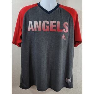 True Fan Gray Red LA Angels MLB Graphic Logo Shirt Large Lightweight Soft